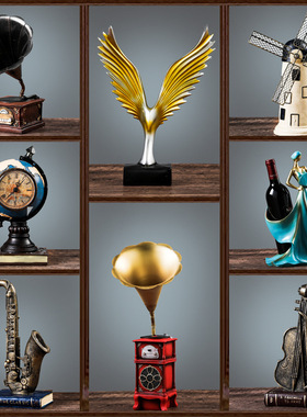 创意酒柜装饰品小摆件家居客厅玄C关轻奢办公室复古置物架复古摆