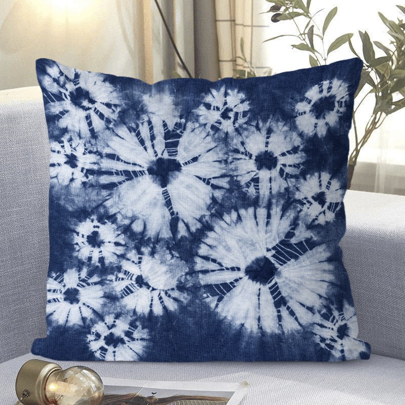 蓝色系扎染图案民族风抱r枕客栈民宿装饰靠垫客厅沙发宿舍超软靠
