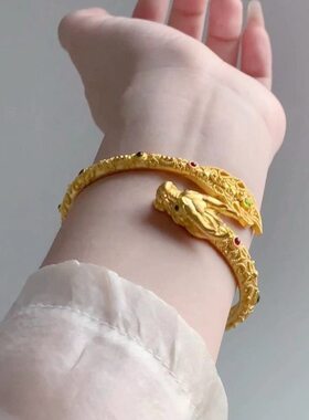 神龙摆尾手镯霸气精巧花丝工艺古生肖龙镯高级古法设计女小众百搭