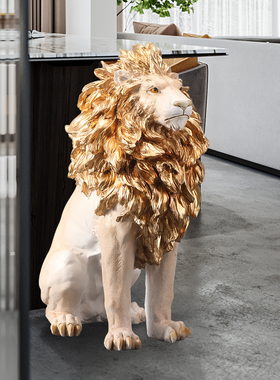 轻奢创意狮子客i厅摆件大型落地电视柜旁边家居饰品办公室开业礼