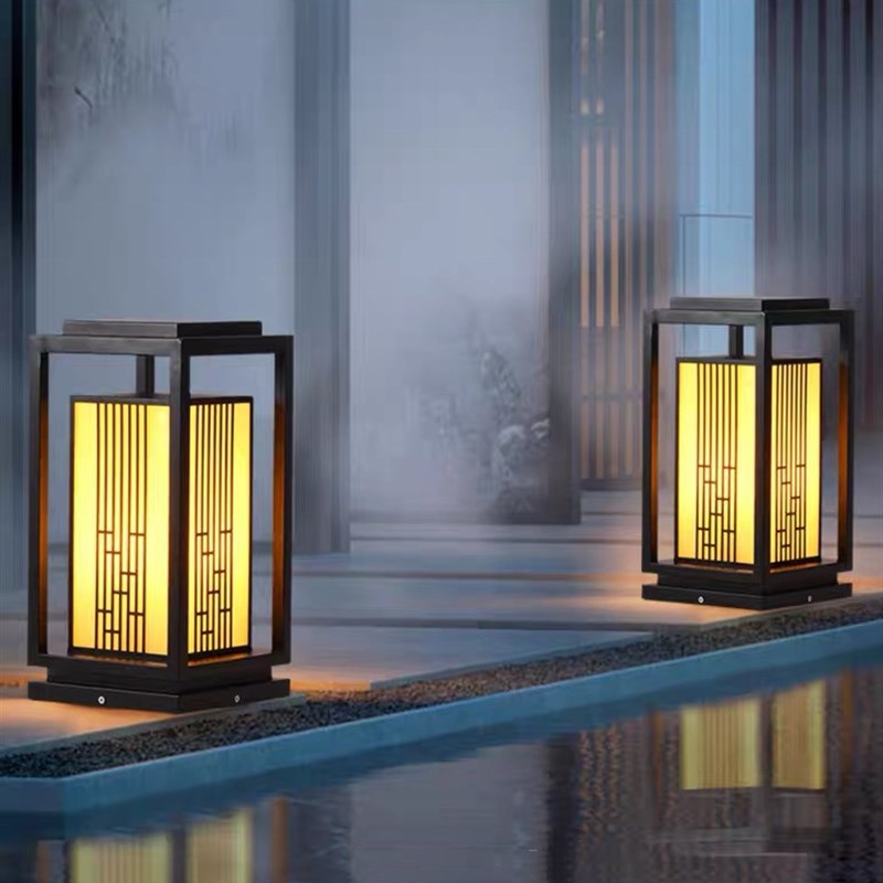 户外草坪灯定制新中式柱头v灯防水云石景观别墅园林矮款现代庭院