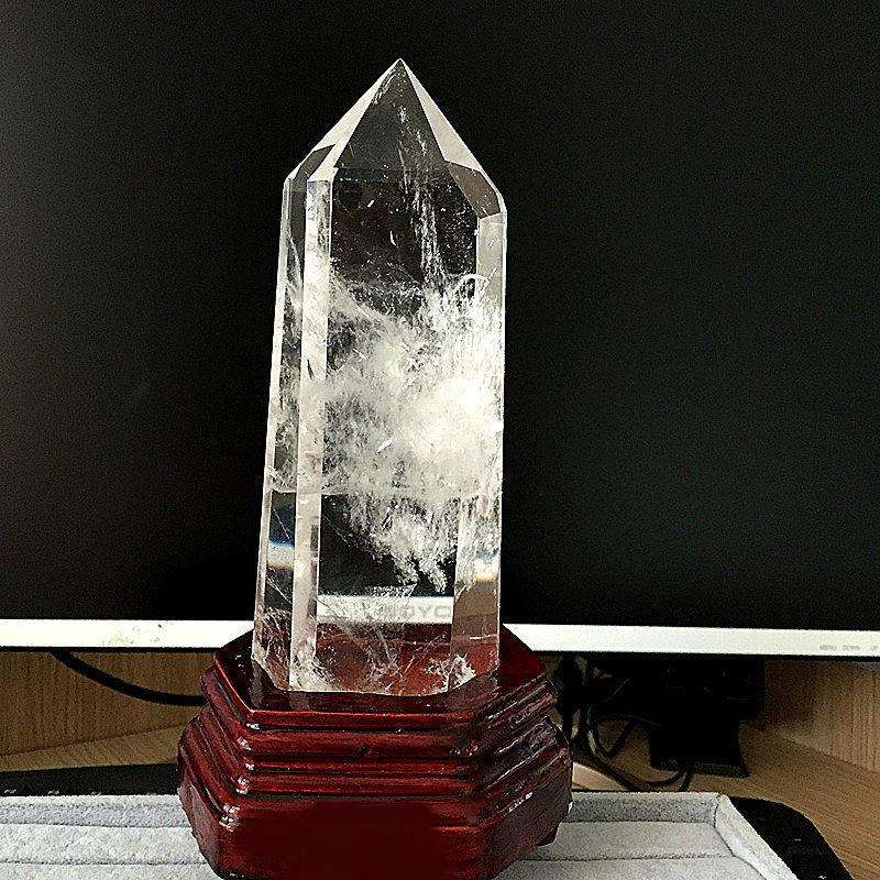 天然白水晶柱摆件水晶晶柱原石大六棱柱客厅书房办公桌柜台摆