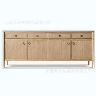 RH美式简约实木四门带抽屉边柜法式橡木客厅餐边柜酒柜两门茶水柜