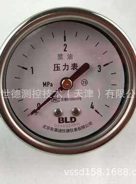 北京布莱迪BLD全钢轴向卡子压力表YTH-63.ZK. 4mpa禁油源头货源