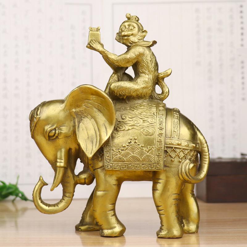 铜封侯拜相铜吉祥如意大象猴子官印家居客厅装饰品吉祥办公摆件