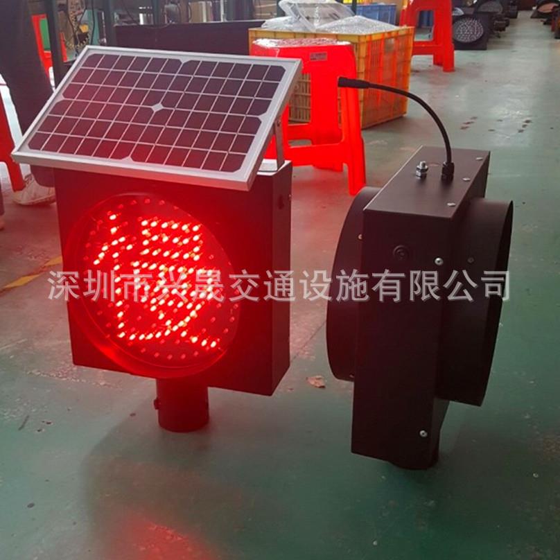 太阳能交通频闪灯 双面黄闪灯 双面交替闪烁灯 2面黄慢灯 直径300