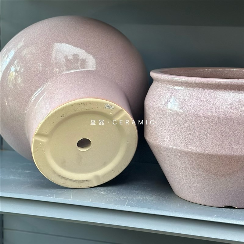 玺器 紫粉色陶瓷设计花盆桌面装饰花器绿植蝴蝶兰盆景通用花盆