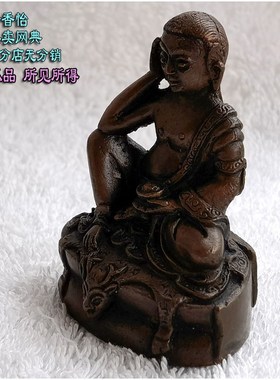 2寸约5.5cm 米拉日巴 尼泊尔纯铜古色小佛像 密勒日巴 米勒日巴