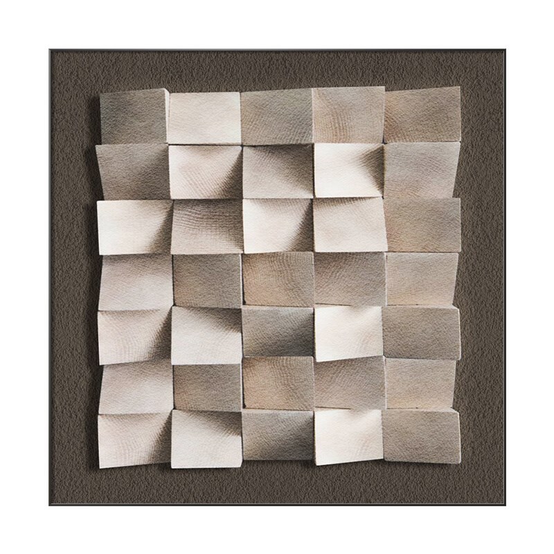 现代简约几何餐厅装饰画高级感3d立体饭厅挂画正方形两联客厅壁画图片