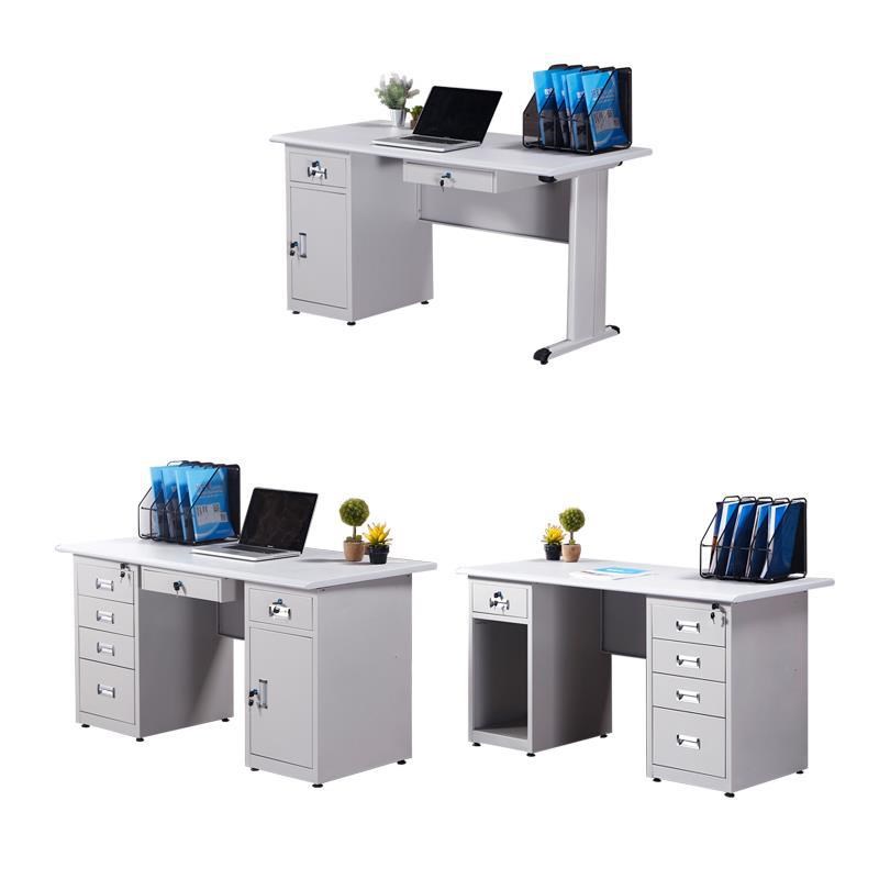 钢制电脑桌职员办公桌单人组合带抽屉1.2米 1O.4米写字台铁皮桌子
