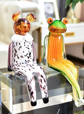 创意琉璃生肖动物坐姿摆件现代轻奢装饰客厅酒柜书柜家居饰品摆设