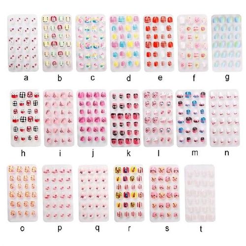 1 Set Artificial Nail Tips Press on Nails for Kids Cartoons
