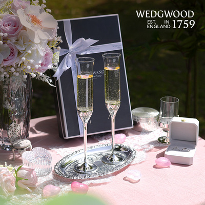 【结婚礼物】WEDGWOOD威基伍德酒杯VeraWang爱之结绳香槟杯红酒杯