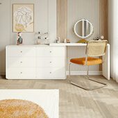 法式 奶油风实木化妆桌梳妆台斗柜一体卧室可伸缩床尾柜转角化妆台