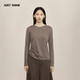 SHINE 时晒简约圆领长袖 侧边褶皱设计修显瘦基础款 JUST 打底衫