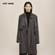 时晒复古腔调深灰色风衣宽松垂感百搭中长款 JUST SHINE 外套