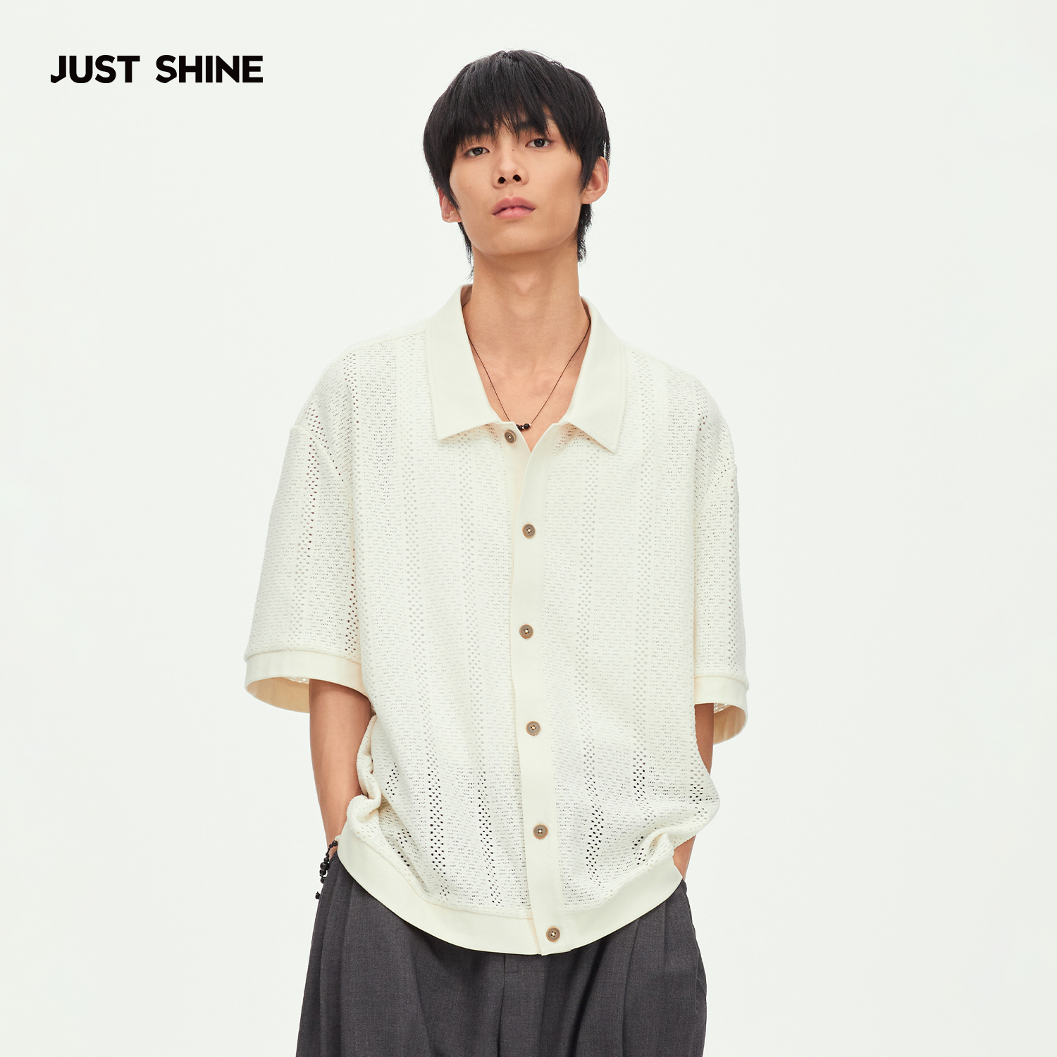 JUST SHINE/时晒日系外套fitcheck衬衫ootd度假cleanfit短袖t恤男