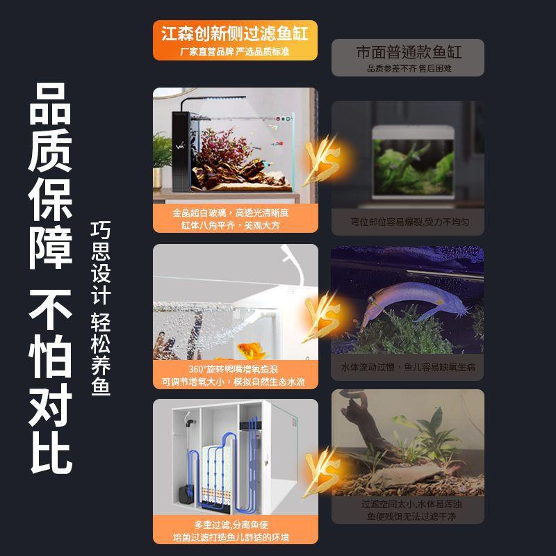 新款鱼缸小型超白玻璃懒人免换水生态自循环鱼缸水族箱一体式鱼缸