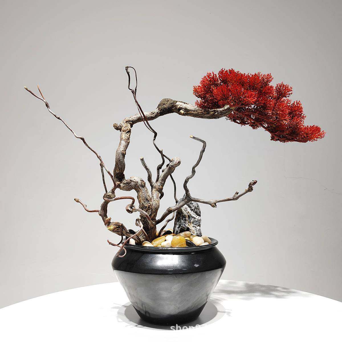 新中式崖柏绿植盆景样板房电视柜售楼处玄关桌酒店前台装饰品摆件,鲜花速递/花卉仿真/绿植园艺,其它园艺用品,淘宝优惠券,粉丝福利购,淘宝优惠卷