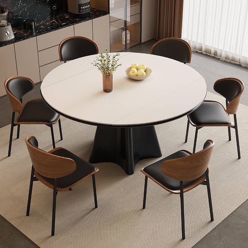 岩板餐桌椅组合现代简约2025新款家用小户型伸缩折叠餐桌可变圆桌