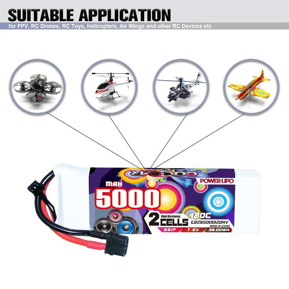 CODDAR鹰氪5000MAH 2S 7.6V 120C车模固定翼穿越机高压锂电池HV