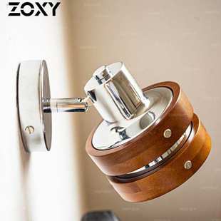 zoxy佐夕  中古实木胡桃木色小壁灯侘寂风卧室床头阅读灯日式墙灯