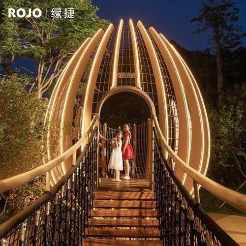 鸟巢互动休闲亭子游乐园链接滑滑梯发光鸟巢亲子互动定制构架灯具