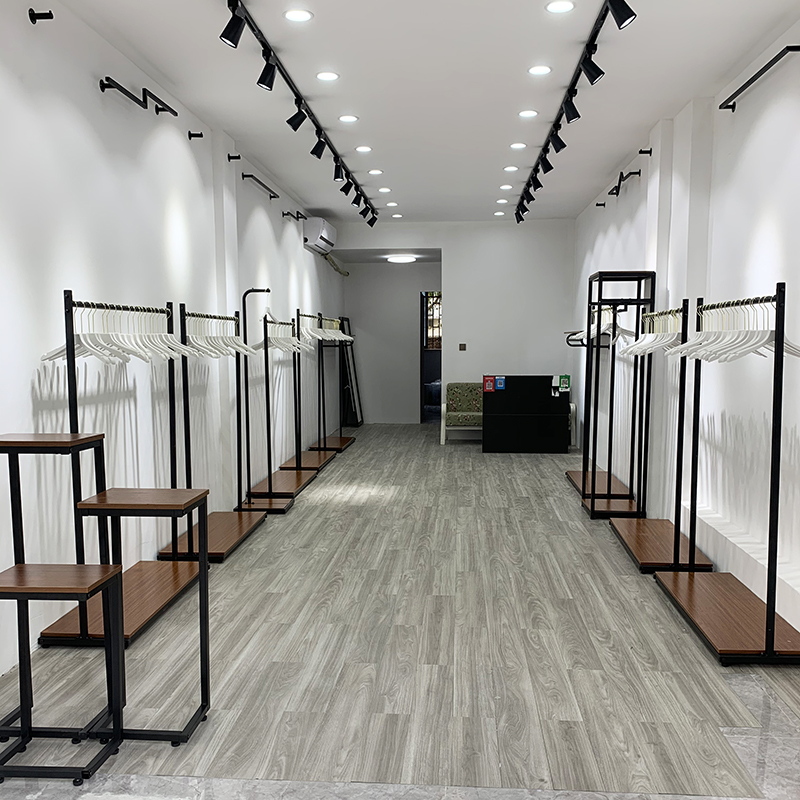 铁艺黑色落地式侧挂童装店挂衣架婚纱架男女服装店中岛货架展示架