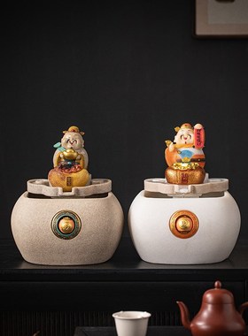 创意财神招财流水摆件循环水门厅入户玄关旺宅保平安开业乔迁礼品