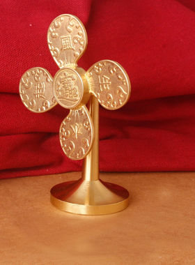 轻奢生水起摆件商务招财铜风车礼物开业典礼工艺礼品店办公家居