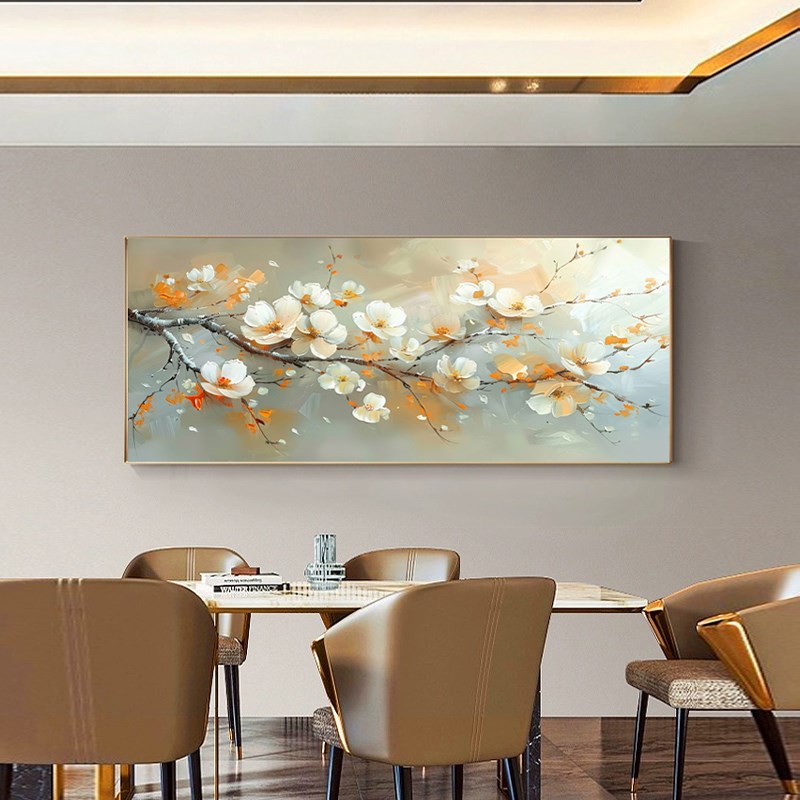 玉兰花手绘油画现代温馨客厅装饰画轻奢高档沙发背景墙挂画床头画图片