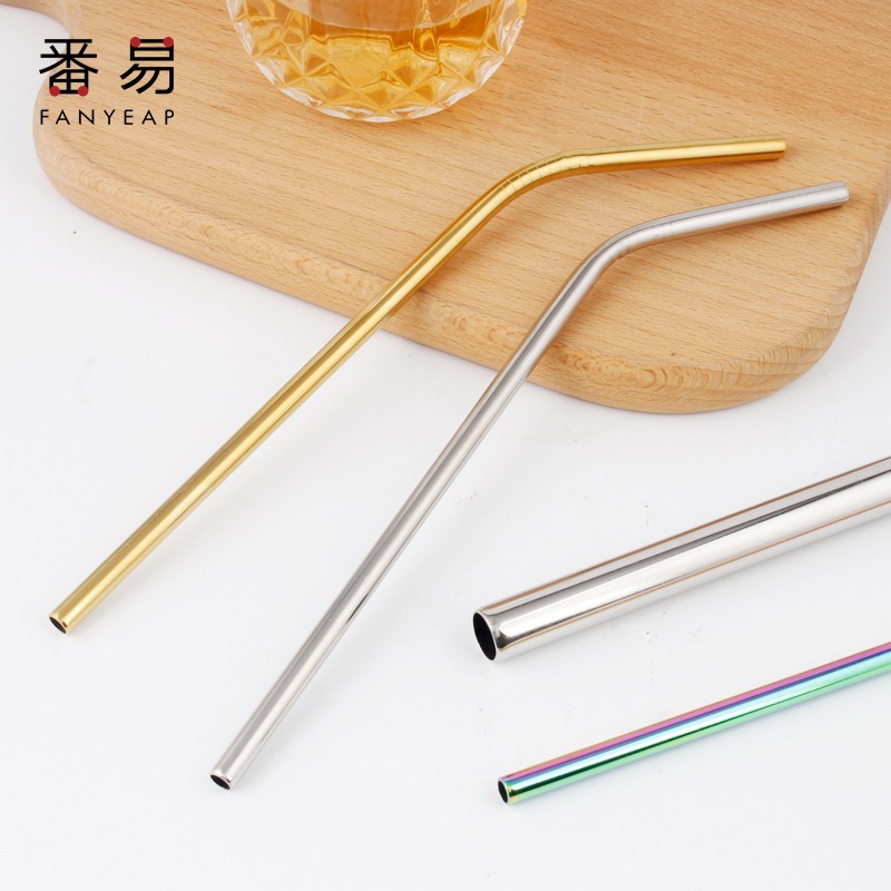 吸管/不锈钢A1pq801-珍珠奶茶冷饮非一次性重复使用弯头粗金属饮