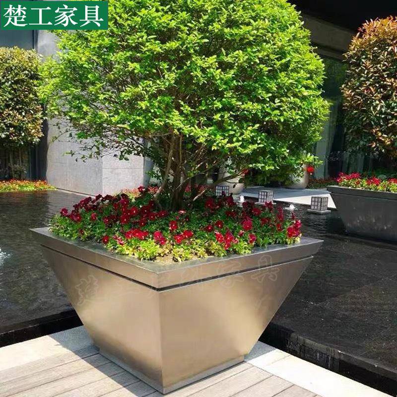 厂家直销户外不锈钢花箱树池售楼部铁艺花槽园林酒店花坛园艺