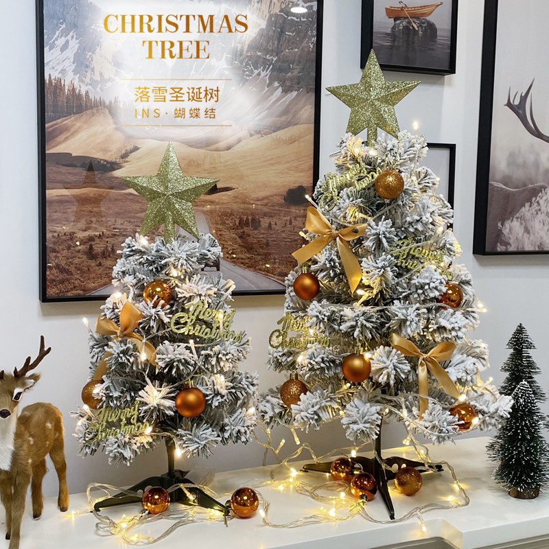 迷你圣诞树桌面摆件4o5/60店铺收银台圣诞节日装饰品小型场景布置