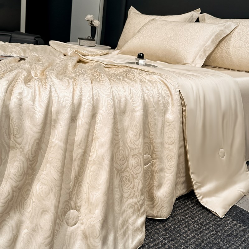 2025新款高级简奢100S莱赛尔天丝提花夏凉被四件套V凉感空调薄被