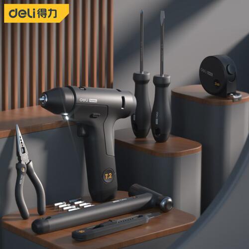 得力工具 home系列日常家用锂电钻应急维修多功能套装 HT0206 08