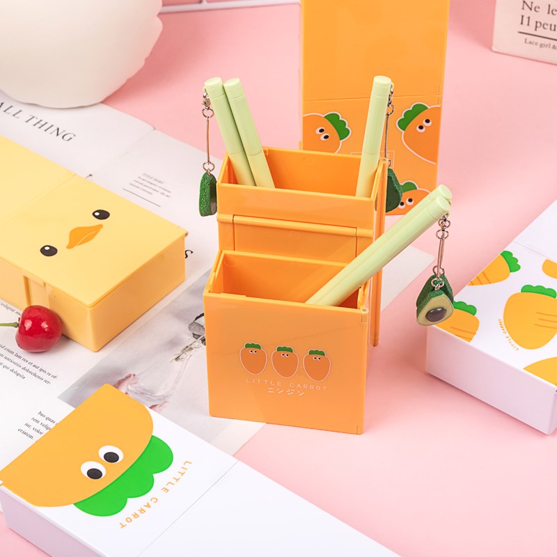 折叠笔盒b小清新笔筒式多功能学生创意个性可爱可站立文具盒铅笔