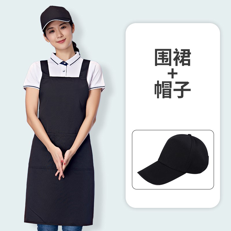围裙袖套帽子三件套女家用厨房定y制logo印字工作服时尚餐饮订做