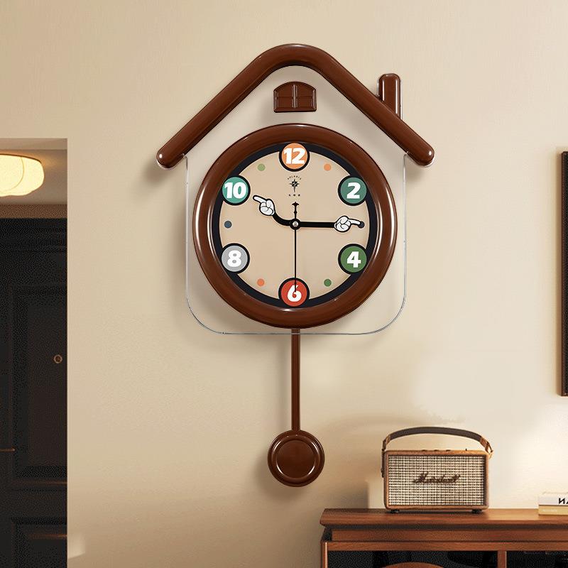 北极星奶油风轻奢客厅挂钟家用时尚创意时钟表餐厅简约挂墙壁摆钟