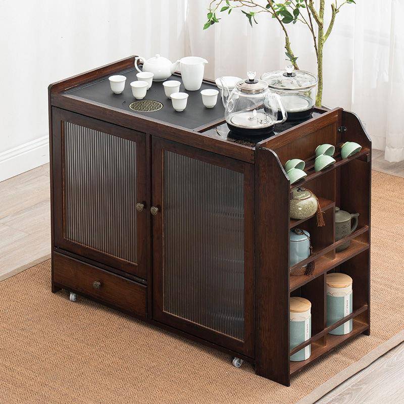 移动多功能茶水柜家用客厅茶车小茶几实木茶台泡茶煮茶烧水壶一体
