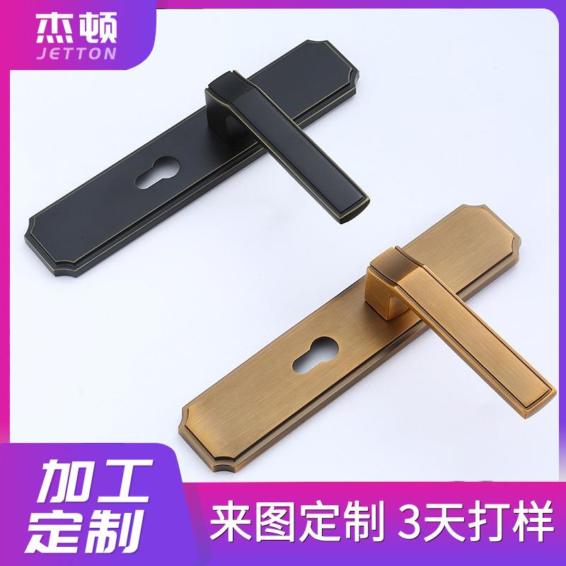 新中式黄古铜执手锁静音门锁实心把手实木门锁欧式卧室门锁