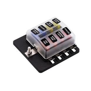 单正极8路保险丝盒适用中号插片1进8出带灯保险盒PC接线端子款