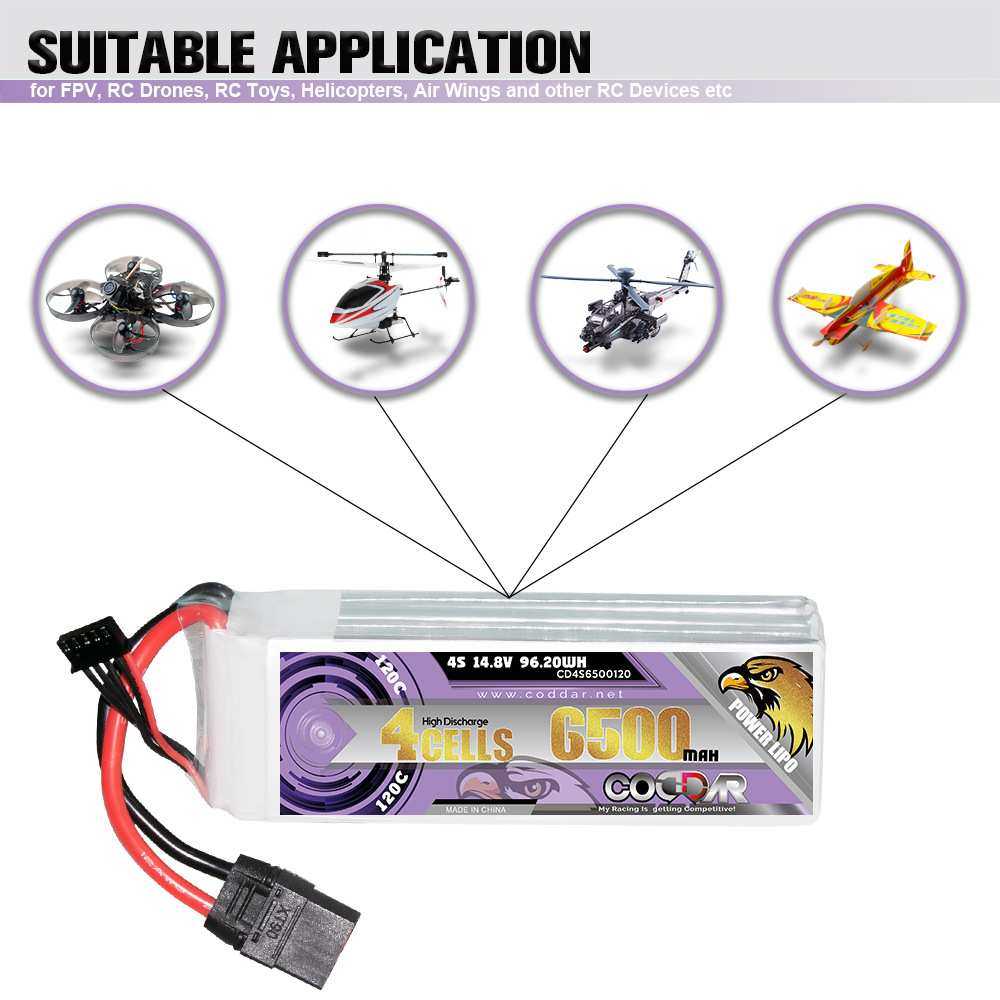 CODDAR鹰氪6500MAH 4S 14.8V 120C船模RC车模 航模固定翼锂电池