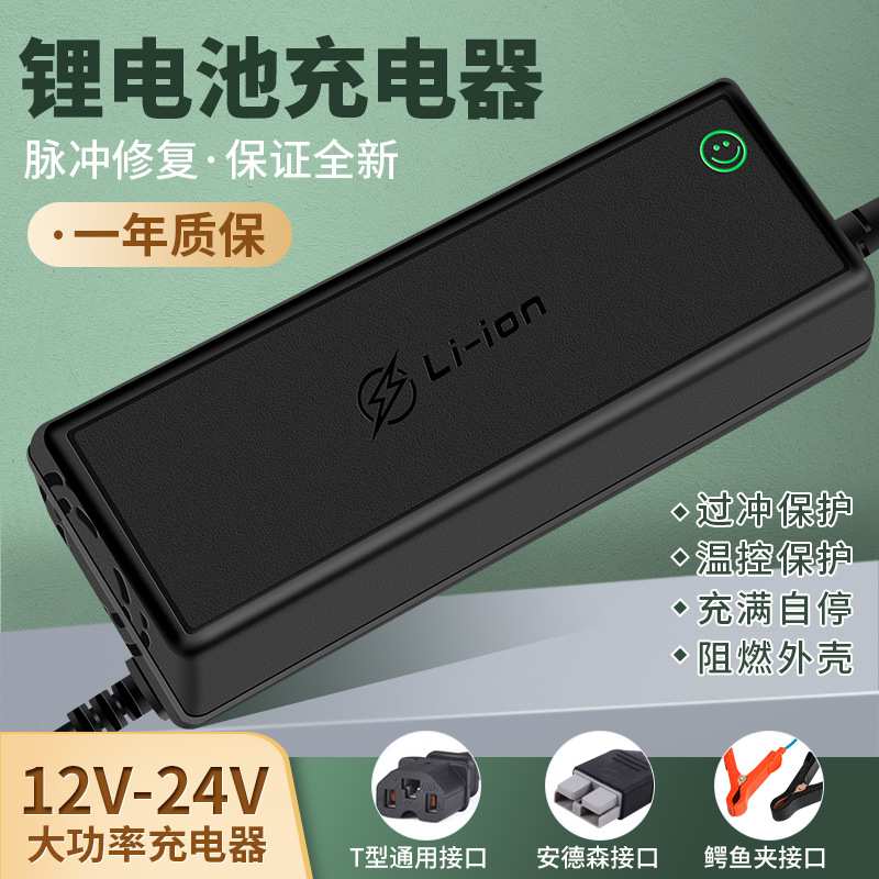 跨境 12V20A 30A 40A 24V200AH锂电池组 叉车 房车锂电池充电机