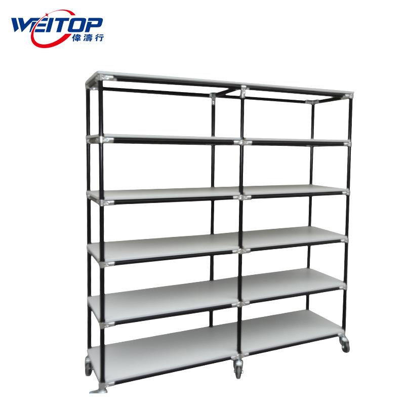 仓库存储置物架多功能带轮电子产品测试架精益管仓储货架老化架