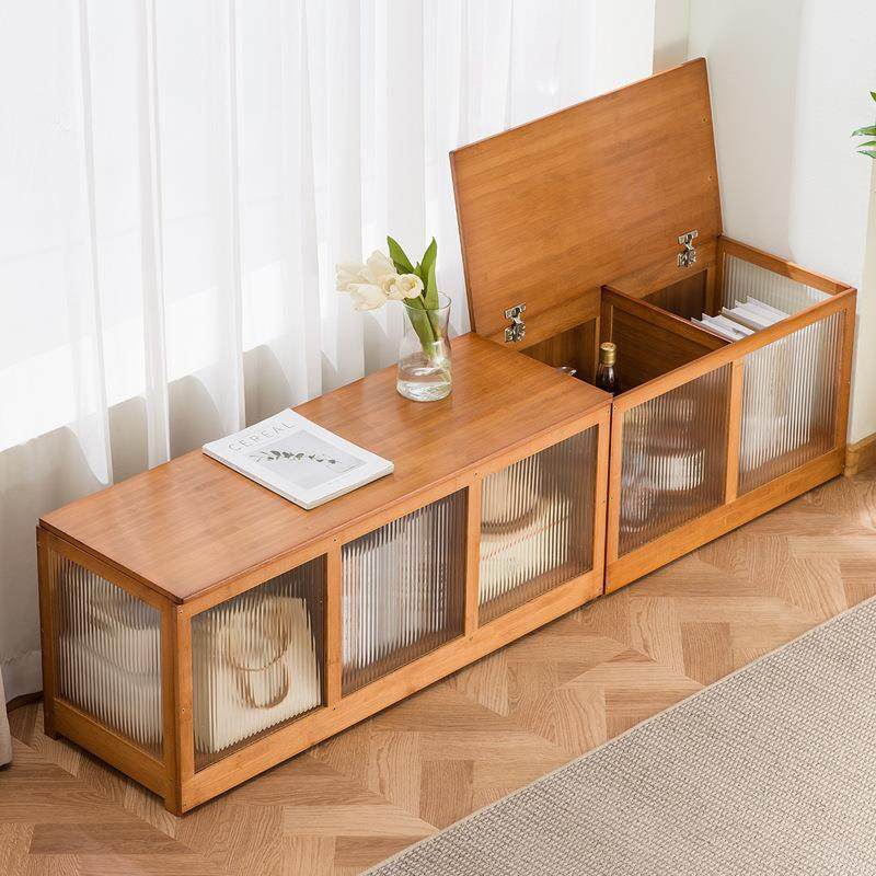 上开门飘窗储物柜卧室阳台矮柜子翻盖门长条榻榻米魔方地柜可