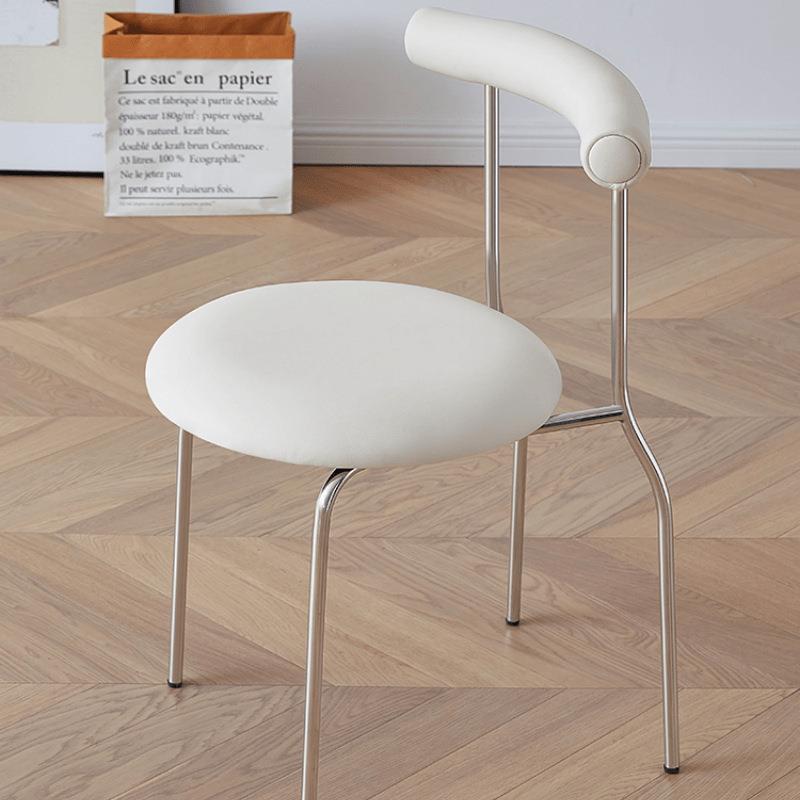 现代简约不锈钢白色椅子家用凳子靠背椅轻奢高级耐用餐椅梳妆台椅