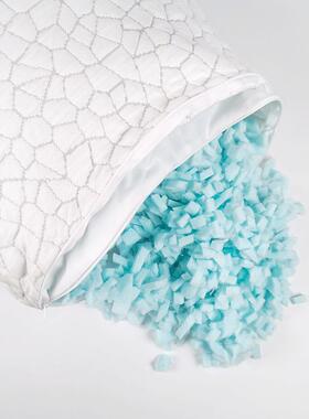 竹纤维碎海绵枕头冰丝凉感蓝色凝胶碎记忆绵慢回弹枕头