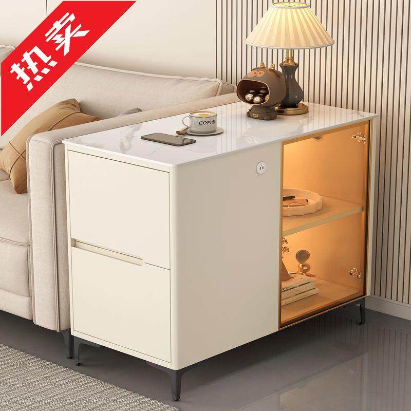 沙发边柜岩板几边轻奢储物柜移动茶几茶水侧边简约家用现代客厅