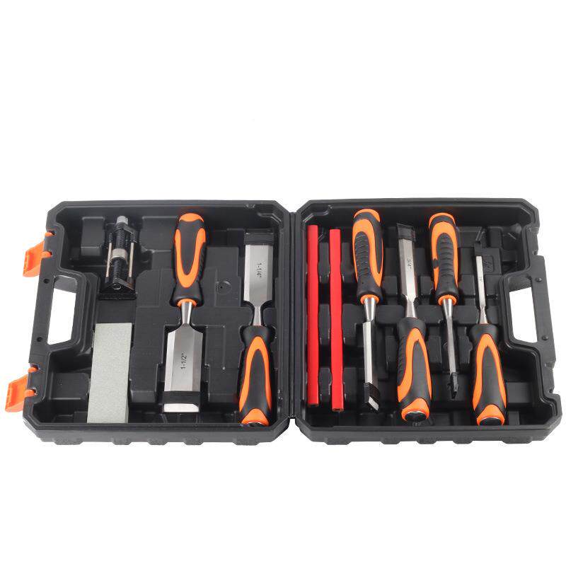 10件套木工凿组套装10PCS平凿扁铲双色穿心塑柄6-38出口